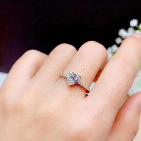 Hallmark Silver White Heart Cut Solitaire Ring