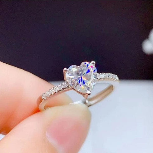 Hallmark Silver White Heart Cut Solitaire Ring