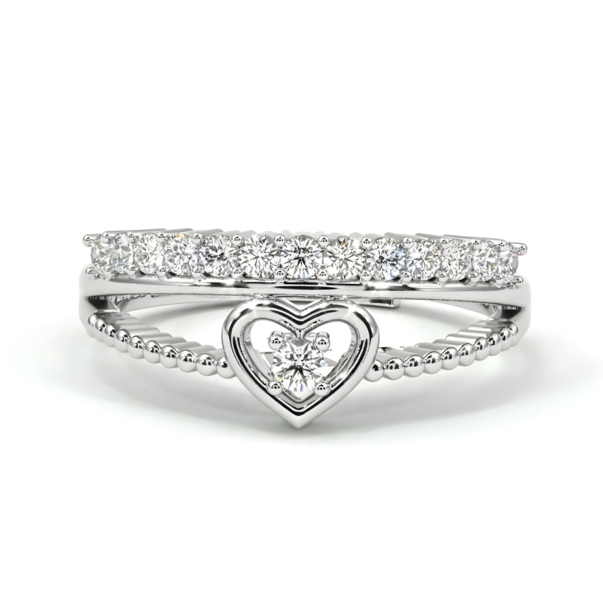 Zarkan Crown Heart American Diamond 925 Sterling Silver Ring