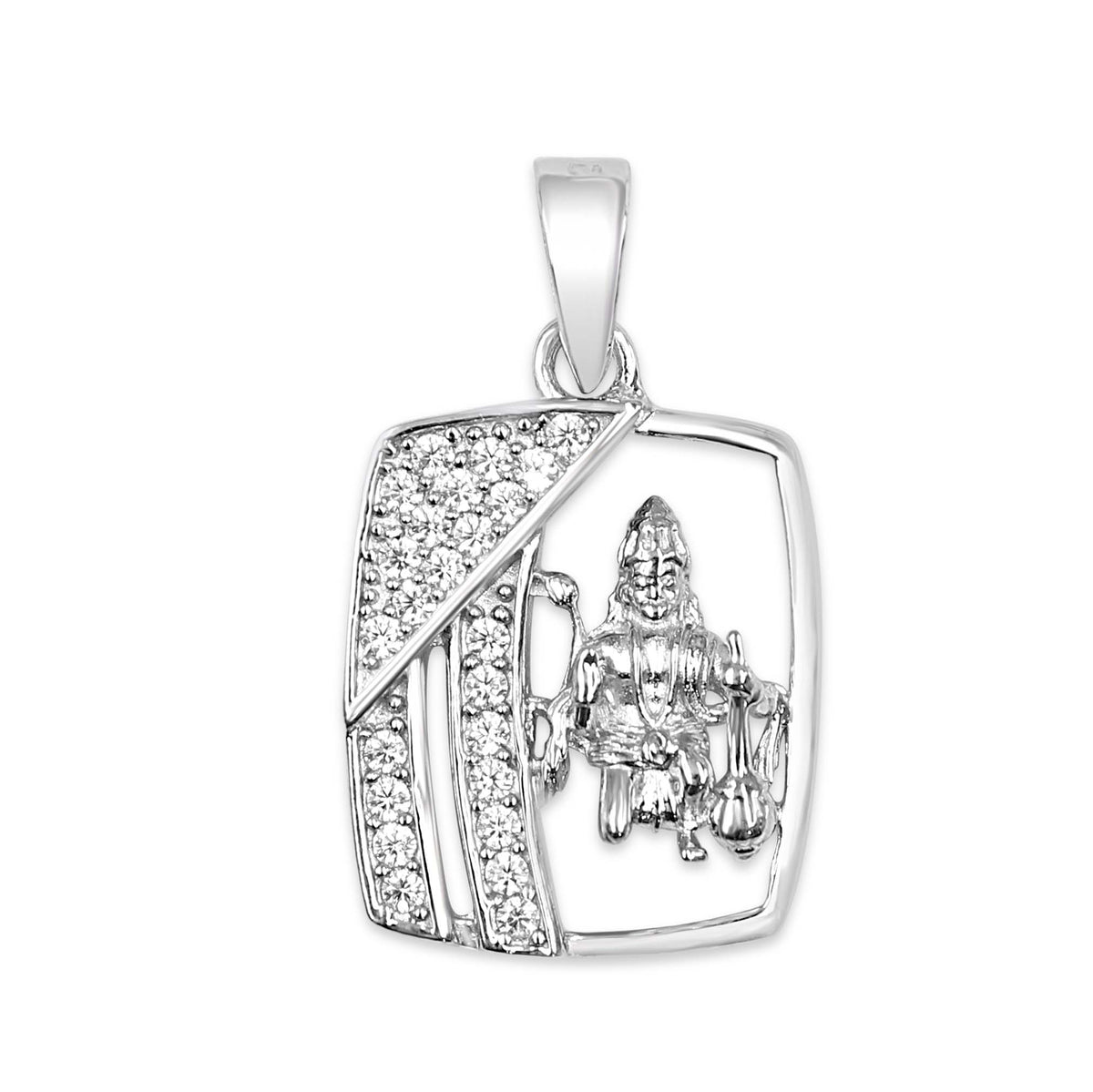 Zarkan Silver Hanuman Ji Pendant With Box Chain