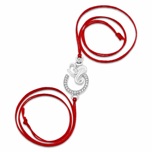 Zarkan Precious Silver Ganesha Rakhi With Roli Chawal
