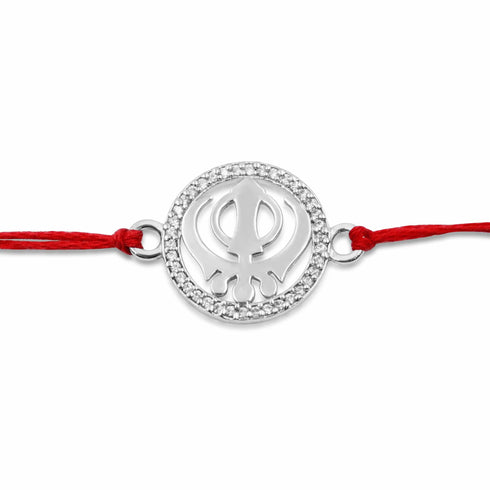 Zarkan Khanda ☬ Precious Silver Rakhi With Roli Chawal