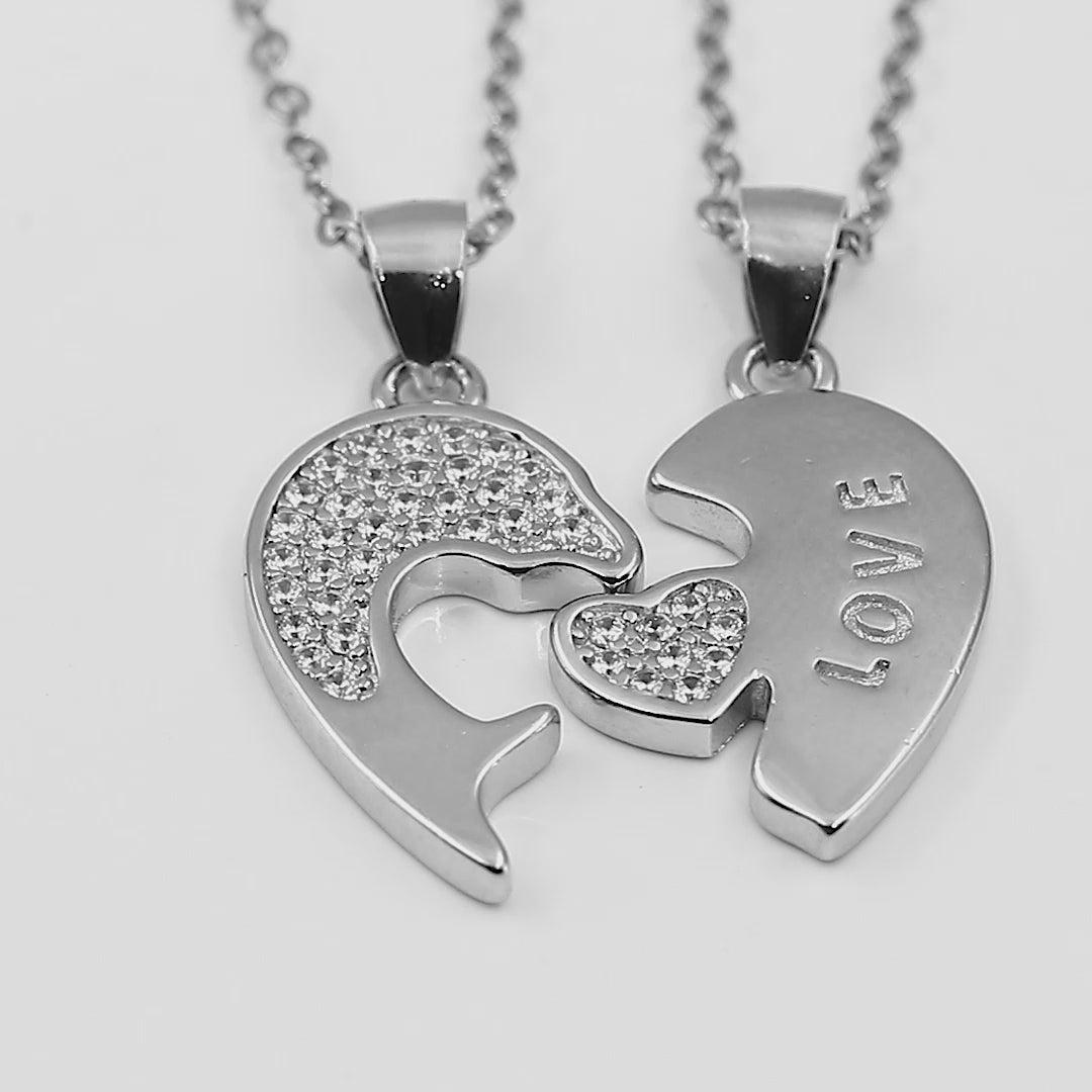 Zarkan Heart Lock Cute Silver Couple Pendant