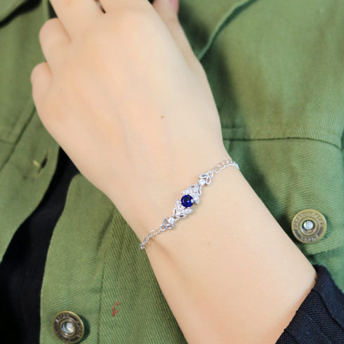 Zarkan Bold Blue Bits of Bloom Silver Bracelet