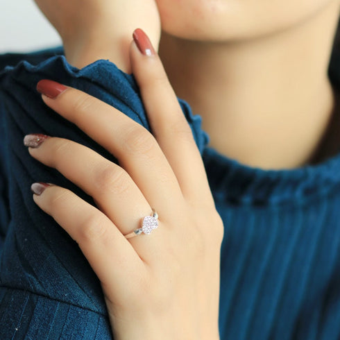 Zarkan Glamour Heart Sterling Silver Ring